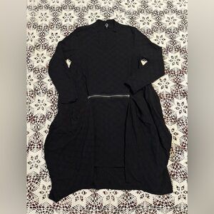 Elegant Black Long Sleeve Dress with Zipper Accents